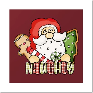 Naughty or Nice Shirt Matching Christmas Couples Costume Posters and Art